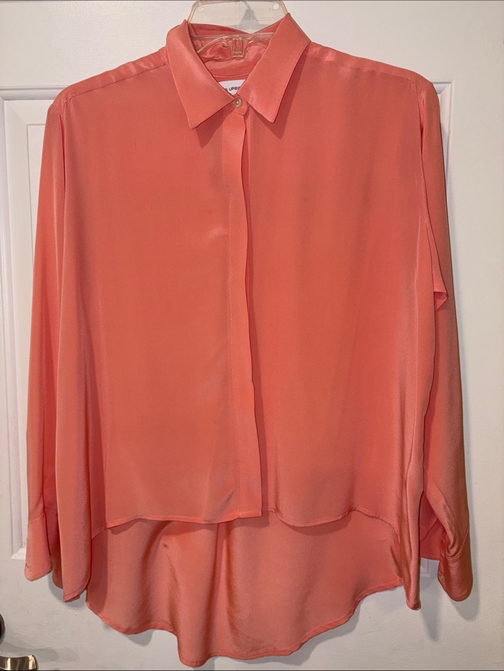 Amanda Uprichard Women's Coral Button-Front 100% Silk Blouse
